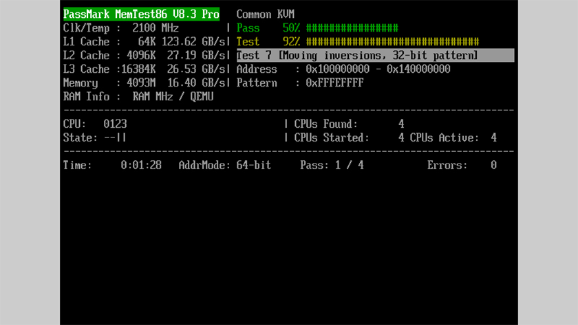 Kiểm tra lỗi RAM bằng phần mềm MemTest86