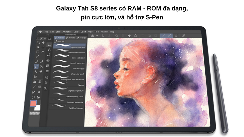 Thông số kỹ thuật của máy tính bảng Samsung Galaxy Tab S8 series